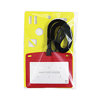 オープン工業 吊り下げ名札 フック式 レザー調 ヨコ 名刺サイズ 赤 NL-24P-3 1セット(2枚)