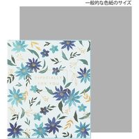 デザインフィル カラー色紙 Sサイズ 二つ折り シルク 花柄 青 33263006 1個