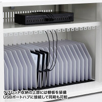 サンワサプライ タブレット収納保管庫（21台収納） 幅620×奥行500×高さ450mm CAI-CAB101W 1台（直送品）