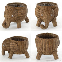 サンフラワーラタン ラタンアニマルバスケット 象 Lサイズ ダークブラウン GK601LMK 1個（直送品）