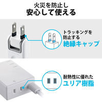 USB充電器 電源タップ コンセント×1 USB-A×3 60cm ホワイト MOT-U06-2134WH エレコム 1個（直送品）