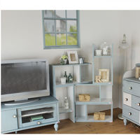 白井産業 コの字ラック 木製 背面化粧処理済 ライトブルー×ホワイト 幅590×奥行234×高さ295mm 1台（直送品）