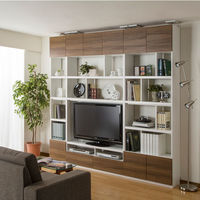 白井産業 リビュアル 壁面収納キャビネット 天井突っ張り ダークブラウン 幅400×奥行313×高さ2380～2480mm 1台（直送品）