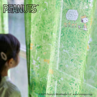 スミノエ PEANUTS セミオーダー レースカーテン フィールドボイル 1100×1190mm グリーン １セット(2枚入)（直送品）