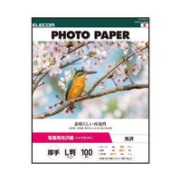 プリンター用紙 写真用紙 L判 100枚 光沢 高グレード 厚手 写真プリント用紙 ホワイト EJK-HQL100 エレコム 1個