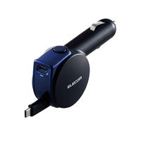 シガーソケット カーチャージャー Type-Cケーブル巻取一体型 1ポート ブラック MPA-CCCPD02BK エレコム 1個