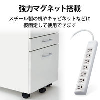 電源タップ 3m 3ピン 7個口 3P→2P変換アダプタ付 マグネット付 抜け止め T-Y053NDA エレコム 5個（直送品）