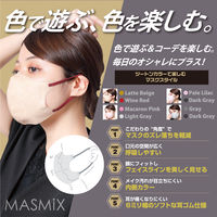 Kirei Mask MASMiXマスク（ラテベージュ×ワインレッド）1セット（30枚入×4箱） 川本産業 ツートンカラーマスク バイカラー