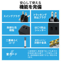 電源タップ USBタップ 1m コンセント 2個口 USB-C×1 A×1 雷ガード 黒 T-U04-2210BK エレコム 1個