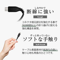 オウルテック 高耐久ノートPC充電OK PD100W Type-C Type-Cケーブル2m OWL-CBKGBCC20-BK 1個