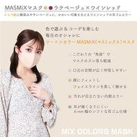 Kirei Mask MASMiXマスク（ラテベージュ×ワインレッド）1袋（7枚入） 川本産業 ツートンカラーマスク バイカラー
