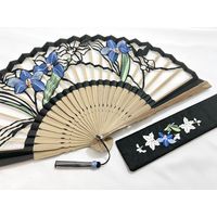 ひしだ ST-22 額透彫扇 蘭 黒 7寸 1本（直送品）