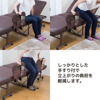 【軒先渡し】Sunharvest 手すり付き折りたたみベッド 完成品 ブラウン TS-100 BR 1台（直送品）