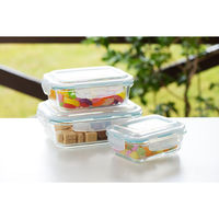 ヨシカワ 4点ロック式ガラス保存容器370 4209336 1個（直送品）