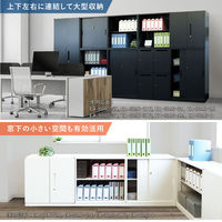 Netforce イーセンブリー 引戸書庫 収納庫 キャビネット 鍵付き 3段 幅800×高さ1050 ホワイト（直送品）