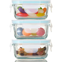 ヨシカワ 4点ロック式ガラス保存容器ミニ角型3PCS 4209349 1セット(5個)（直送品）