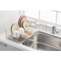 ヨシカワ シンクサイド側の広がる水切り深型 幅20×奥行47cm 水切りラック 1305933 1台（直送品）