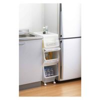 SANKA 収納ボックス 前開き ナチュラ フロック 30 スリム 深型 幅29×奥行46×高さ31cm 4段階ストッパー 278869 1個