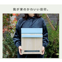 住まいスタイル ルカ 木目調壁掛けポスト 幅300×奥行110×高さ365mm ブルー PST-001BLU 1台（直送品）