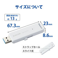 SSD 外付け 500GB スライド式 USB3.2(Gen2) 高速 ホワイト ESD-EMB0500GWH エレコム 1個