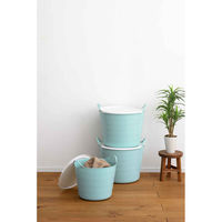 SANKA バスケット 収納 ふた付き Mサイズ squ+ バルンバ ソフトバスケット 日本製 ブルー 312782 1個（直送品）