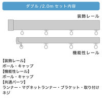 TOSO 装飾カーテンレール〈スクエア・Bキャップ・ウォールナット〉W2.0mセット 4975559753409 1セット（直送品）