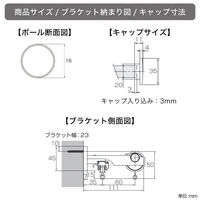 TOSO 装飾カーテンレール〈モノ・Bキャップ・ブラック〉W2.1mセット 4975559898322 1セット（直送品）
