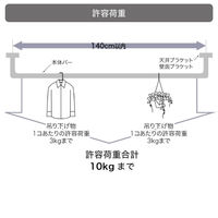 TOSO お洒落なランドリーバー〈ハングングバー・ホワイト〉W2780×H270 4975559921907 1セット（直送品）