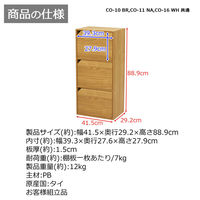 エイ・アイ・エス ドア付きカラーボックス 3段 幅415×奥行292×高さ889mm ホワイト CO-16WH 1台（直送品）