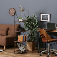 不二貿易 EZBO ワイヤーラック ５段 幅420×奥行310×高さ1365mm ミディアムブラウン 77544 1台（直送品）