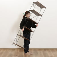 不二貿易 EZBO ワイヤーラック ６段 幅420×奥行310×高さ1700mm ミディアムブラウン 77546 1台（直送品）