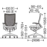 【無料引取付き】CP85BR FDF9|オカムラ バロン ハイバック 可動肘 背メッシュ・座クッション ポリッシュ×ブラック レッド 1脚（直送品）