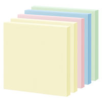 【強粘着】アスクル はたらく 強粘着ふせん 75×75mm　パステル4色アソート(正方形)　大容量 1箱(50冊入)パック　 オリジナル