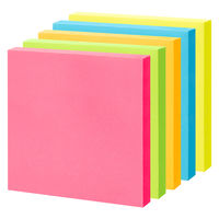 【強粘着】アスクル はたらく 強粘着ふせん 75×75mm　ビビッド5色アソート(正方形)　大容量 1箱(50冊入)パック　 オリジナル