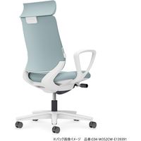 【組立設置込】コクヨ ミトラ2 布 アディショナルバック ランバー付 肘無 黒脚 ナイロンキャスター 白灰×アッシュターコイズ １脚（直送品）