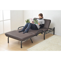 YAMAZEN　折りたたみソファーベッド　幅995×奥行2010×高さ435mm　ダークブラウン/ブラック　（直送品）