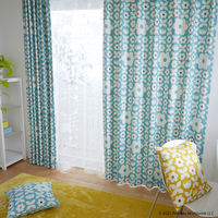 スミノエ PEANUTS セミオーダー カーテン フラワーメイズ 2200×2250mm ブルー 1セット(2枚入)（直送品）