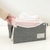 LB ティッシュケース ヘリンボーン ブラック 27627 1袋(6個入) 不二貿易（直送品）