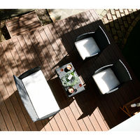 YAMAZEN ウイッカーテーブル・チェア・ソファー4点セット NCS-4(DBR) 1セット4台組（直送品）