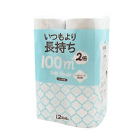 イトマン トイレットペーパー いつもより長持ち2倍100mシングル 芯あり 再生紙100% 10100015 1パック(12ロール入)