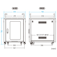 【在庫限り】【処分品】サンワサプライ　置き型用サーバーラック（幅570×奥行700×高さ700mm）　（直送品）