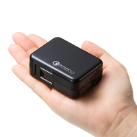 サンワサプライQuickCharge 3.0対応AC充電器　USB×1ポート/USB TypeCポート×1[合計3A]　ACA-QC43CUBK　1個（直送品）