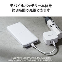 モバイルバッテリー 大容量 USB-C/A 合計最大 20W 12000mAh DE-C39-12000WH エレコム 1個