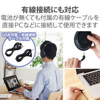 ヘッドセット 無線タイプ（2.4GHz） ワイヤレス 両耳 オーバーヘッド マイクアーム付 HS-HPW01BK エレコム（直送品）