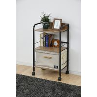 YAMAZEN キャスター付リビングラック3段 YZCR-3(OAK/BK) 1台（直送品）