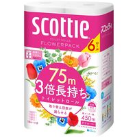トイレットペーパー ダブル 3倍長持ち 75m 再生紙配合 スコッティフラワーパック 1箱（48個）花の香り　クレシア