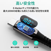 USBケーブル Type-C USB-C[オス]-USB-C[オス] 1m PD100W対応 デジタルディスプレイ付 AUKEY