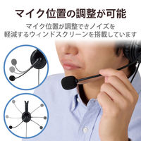 ヘッドセット 3.5mm4極ミニプラグ マイク搭載 両耳オーバーヘッド 大型 ヘッドホン HS-HP02STBK エレコム（直送品）