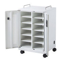 サンワサプライ ノートパソコン収納キャビネット（12台収納）ホワイト 幅600×奥行550×高さ993.5mm CAI-CAB104W 1台（直送品）