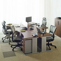 DESIGNA (デザイナ) デザイナライン 平机 ラウンド天板 ダークウォルナット 幅1400×奥行700×高さ720mm 1台 (2梱包)（取寄品）